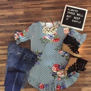 Floral and Polka Dot Boutique Top